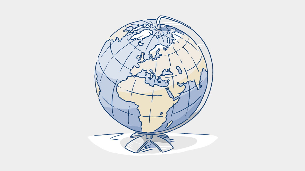 Globus zeigt Europa und Afrika Globus zeigt Europa und Afrika